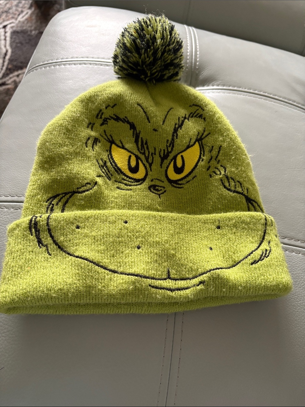 Dr. Seuss Grinch Lime Green Pom Pom Beanie Hat